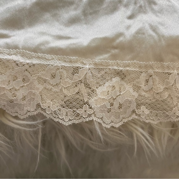 Vintage Sears Full Slip Dress Womens 38 Nylon Coquette Lingerie 80s Ivory - Picture 4 of 9